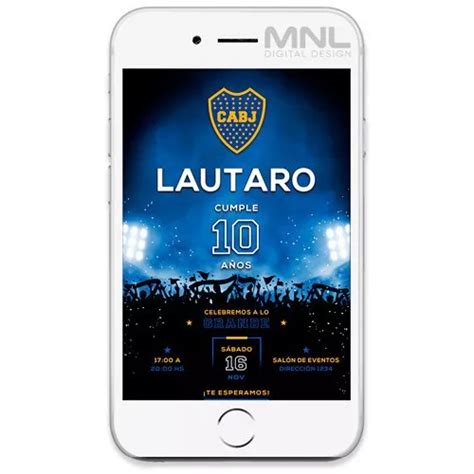 Invitacion Digital Boca Juniors Personalizada Futbol Tarjeta En Venta