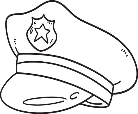 Police Hat Isolated Coloring Page For Kids 12902471 Vector Art At Vecteezy