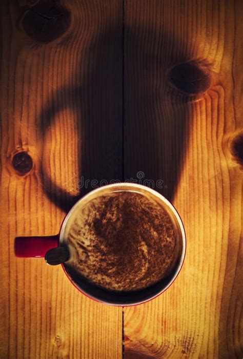 Retro Red Cup Of Coffee With Shadow Stock Image Image Of Plate