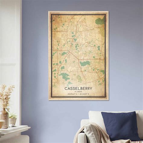 Vintage Casselberry Florida Map Poster, Modern Home Decor Wall Art
