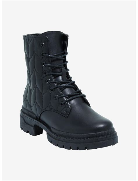 Yoki Black Quilted Combat Boots Hot Topic