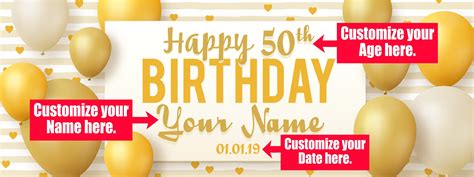 50th Birthday Banner Personalized Custom Banner Adult Happy - Etsy