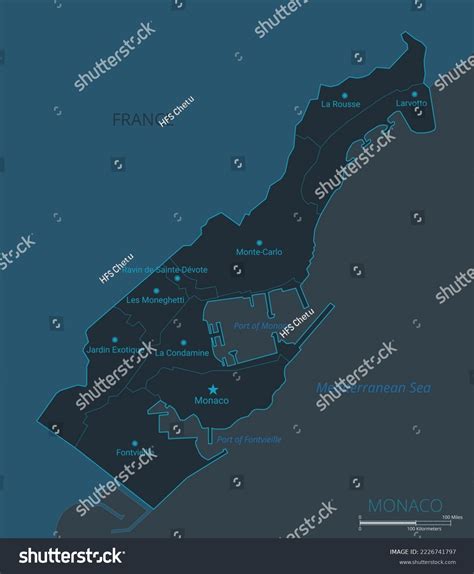 Monaco map. High detailed map of Monaco with - Royalty Free Stock ...