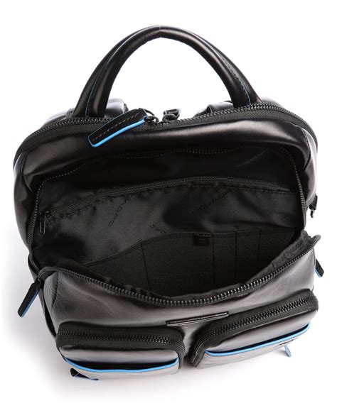 Piquadro Blue Square Revamp RFID Laptop backpack 14″ cow leather black ...