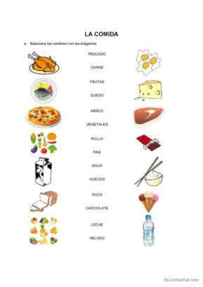 81 Alimentos Español ELE hojas de trabajo pdf doc