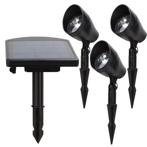 Hampton Bay Solar Black Outdoor Integrated Led 3000k Warm White Landscape Spot Light Kit With