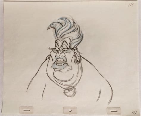 Original production drawing of Ursula in graphite and blue pencils from "The Little Mermaid ...