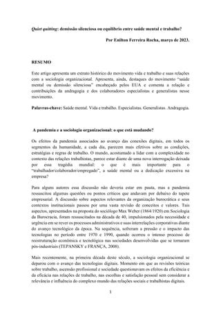 Quiet quitting demissão silenciosa ou equilíbrio entre saúde mental e