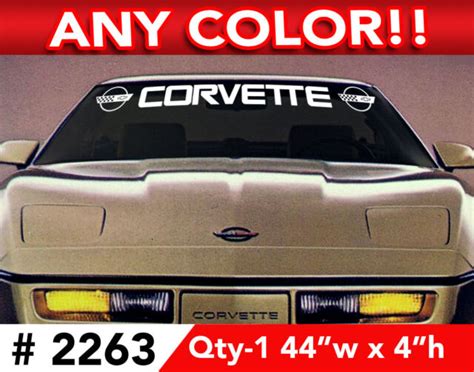 C4 Corvette With Side Logos Windshield Decal Sticker 44w X4h Any 1