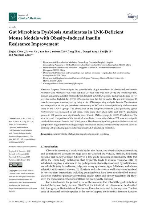 Pdf Gut Microbiota Dysbiosis Ameliorates In Lnk Deficient Mouse