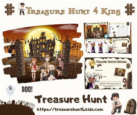 An Image Of Children In Halloween Costumes With The Words Treasure Hunt