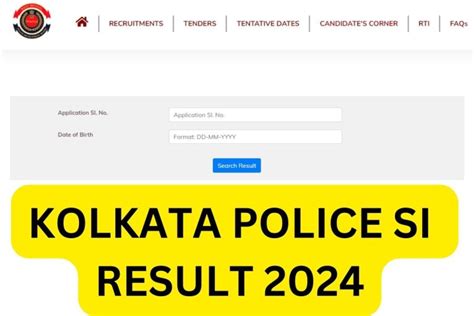 Kolkata Police SI Result 2024 Check Sub Inspector Cut Off Marks