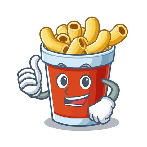 Premium Vector Cup Of Macaroni Mascot Character Giving Thumb Up