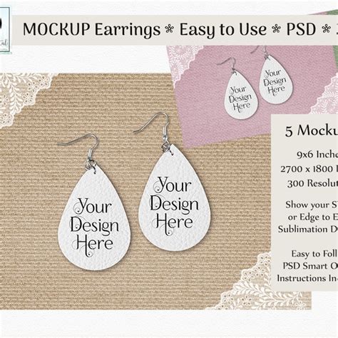 Teardrop Earring Mockup Etsy