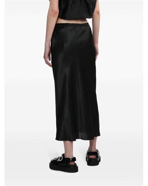 Simone Rocha Elasticated Waist Silk Midi Skirt In Black Lyst