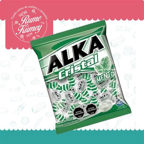 Alka verde cristal caramelos sabor Menta bolsa con 100 uni Rume Kümey