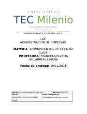 Evidencia Cuentas Clave Docx Universidad Tec Milenio Del Sistema