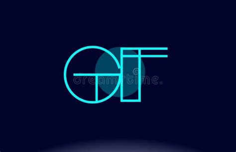 Gf G F Blue Line Circle Alphabet Letter Logo Icon Template Vector Design Stock Vector