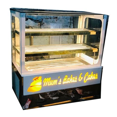 Rectangular Air Cooled Stainless Steel Cake Display Counter For Bakery