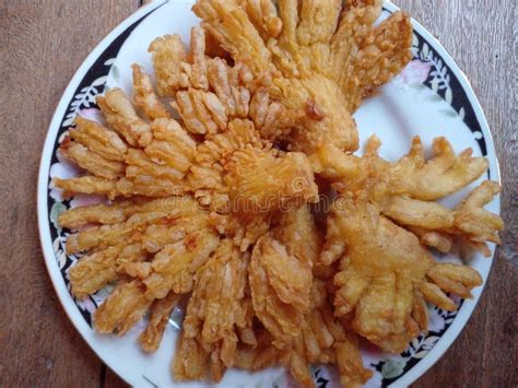 Crispy Oyster Mushrooms On A Plate Jamur Krispi Close Up Photo Of