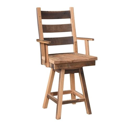 Amish Reclaimed Barnwood Ladderback Swivel Bar Stool From