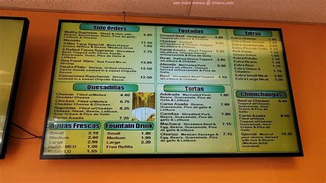 Online Menu Of El Super Taco Restaurant Alamosa Colorado 81101 Zmenu