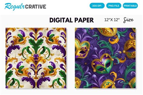 Mardi Gras Digital Paper Mardi Gras Background