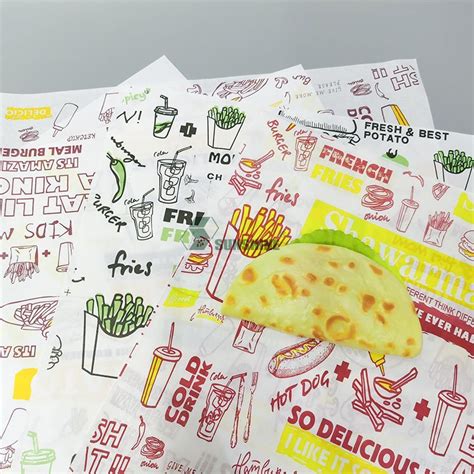 Custom Logo Printing Hamburger Wrapping Packaging Greaseproof Wax Paper