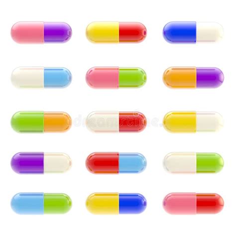 Colorful Pills With Vitamins Lying On Table Stock Illustration