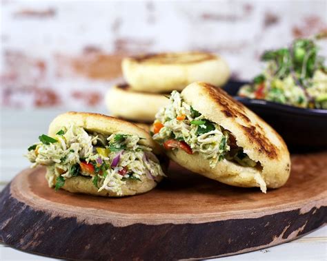 Arepas With Chicken Salad Arepas Reina Pepiada Recipe Sbs Food Coriander Cilantro Fresh