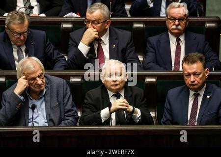 L R First Row Mp Ryszard Terlecki Mp Jaros Aw Kaczynski Leader Of