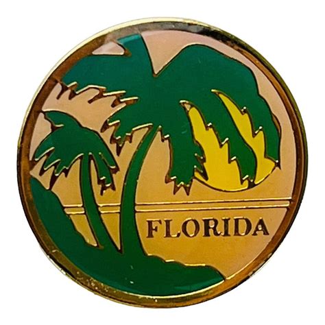 Vintage Florida Lapel Pin Palm Trees Sunset Travel Souvenir T Etsy