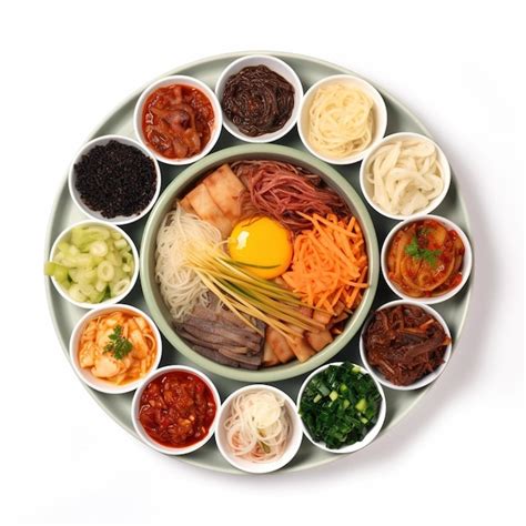 Premium AI Image | A plate of korean food including a variety of korean food.