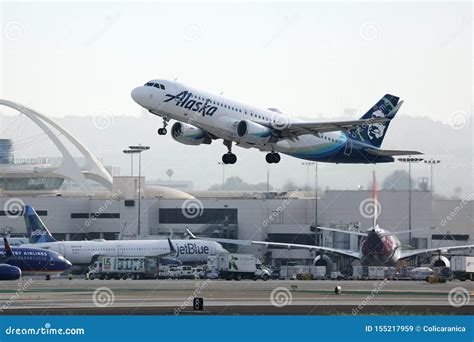 Alaska Airlines Taking Off from Los Angeles Airport LAX Editorial Stock ...