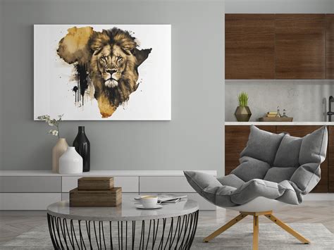 Black and Gold Lion With Africa Background Printable Instant Download ...