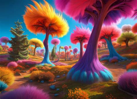 Truffula Trees From The Lorax By Dr Seuss Ai Generated Artwork