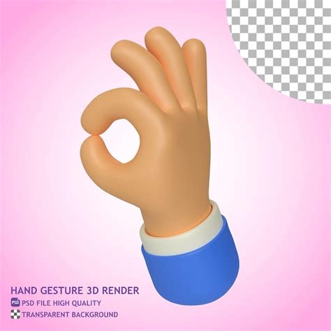 Premium Psd Ok Hand Gesture 3d Render Illustration