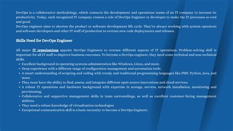 Devops Engineer Roles And Responsibilities Infrastructure Team Ppt