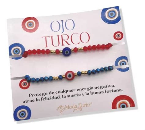 Pulseras Cristal Ojo Turco Tejido Macramé Acero Baño Oro 18k Meses