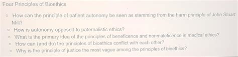 Four Principles Of Bioethics How Can The Principle Of