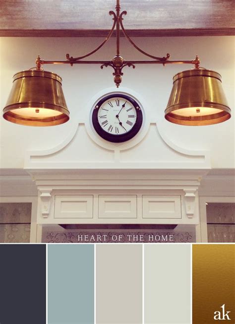 A Kitchen Inspired Color Palette Gray Blue White Brass Grey Color Palette Paint Color