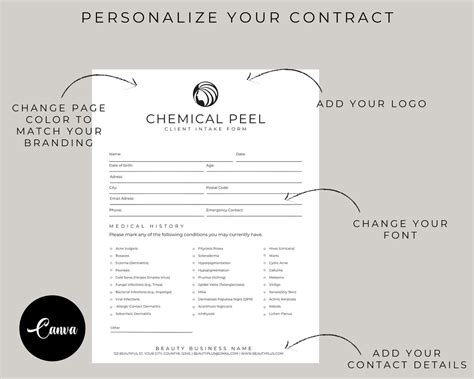 Chemical Peel Forms Editable Esthetician Templates Chemical Peel