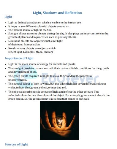 Class 6 Science Light Shadows And Reflection Question Answer