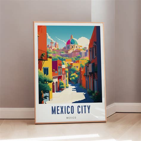 Mexico City Travel Poster Mexico Print Mid Century Modern Wall Etsy