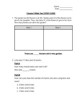 Chapter 9 Math Test STUDY GUIDE (HMH Go Math 2nd Grade) by BrutmanTeaches