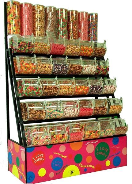 5 Tier Candy Rack With Acrylic Bins 8 Tubes Large Display Bins