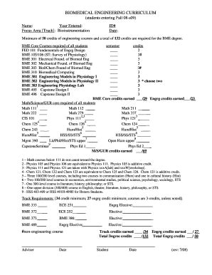 Fillable Online Biomedical Njit Biomedical Engineering Curriculum