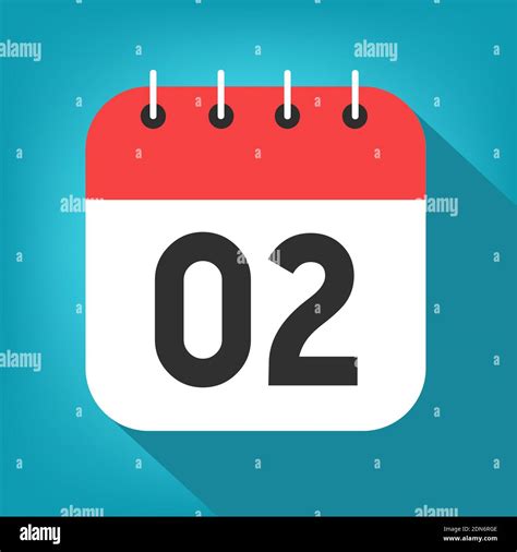 Calendar day 2. Number two on a white paper with red border on blue ...