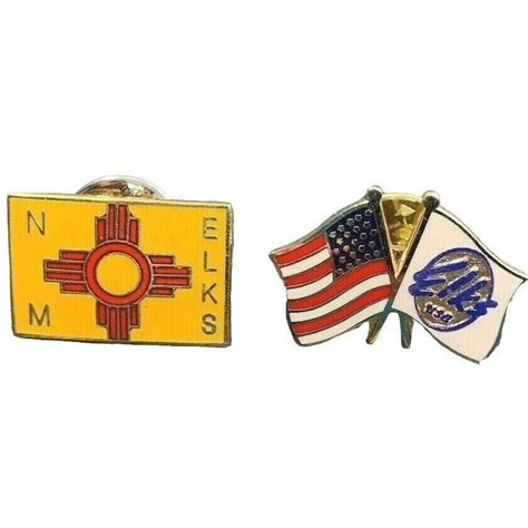 Bpoe Elks Usa New Mexico Lapel Hat Pin Set Of 2 Vintage American Flag