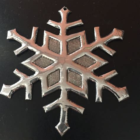 Handcrafted Hammered Aluminum Snowflake Christmas Tree Ornament